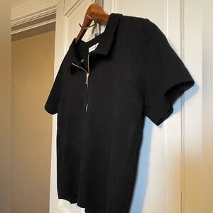 NWOT Zara Black Knit Zip-Up Top